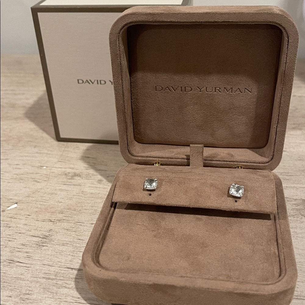 David Yurman Silver and Prasiolite Stud Earrings